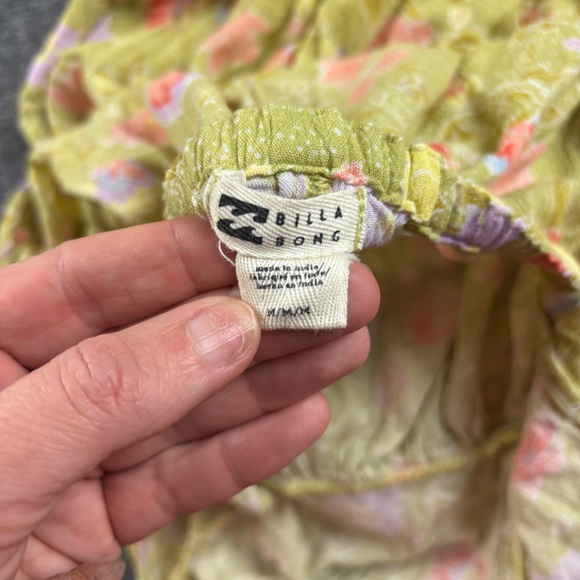 BILLABONG Women’s Green Floral Sun Dress Spaghetti Strap Tie Back size: Medium - Picture 3 of 6